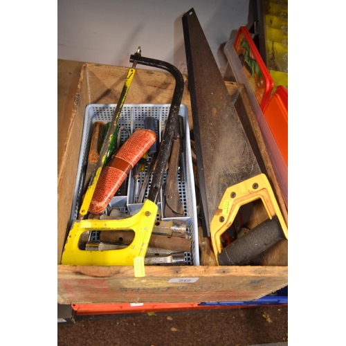 45 - Box of hand tools, spanners etc.