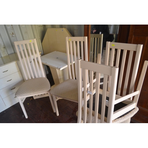 108 - Modern octagonal topped table (W110cm) and four matching chairs. Small contemporary occasional table... 