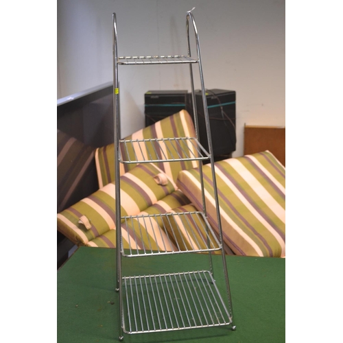 14 - Stainless steel 4 tier pan stand. H51cm