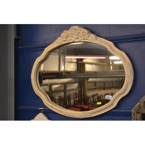 200 - Ornate oval shaped mirror, W 70 H 55CM