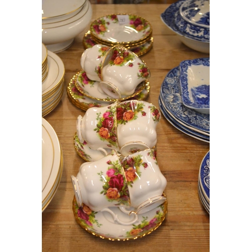 287 - Royal Albert Old Country Roses six tea cups and saucers with cake plates