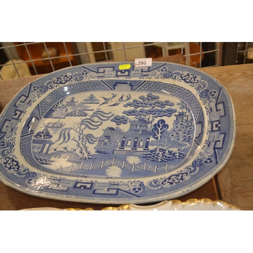 295 - Blue and white meat plate. Staffordshire, G Townsend Longton.