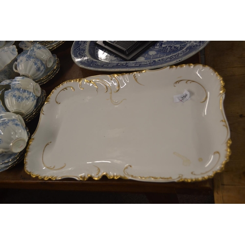 296 - Limoges meat plate, white and gilt ( 47 x 30cm)