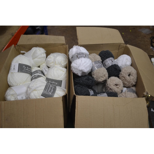 32 - Box of 50 white yarn & box of 39 mixed colour yarn