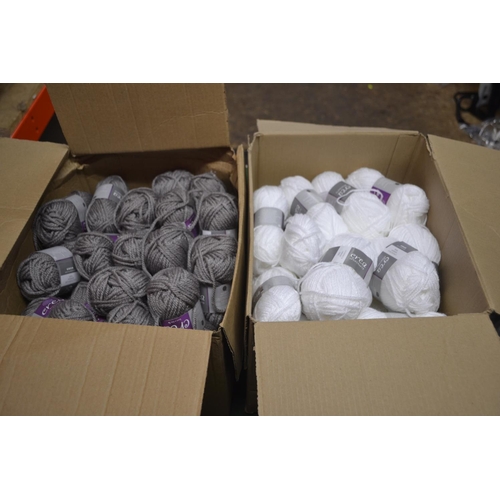 33 - Box of 42 mixed Grey yarns & box of 36 Harmony Pearl yarn