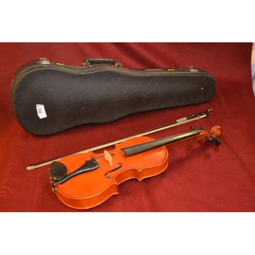 331 - Skylark brand Violin MV008 ( HALF SIZE) with bow and case in good condition one string missing.