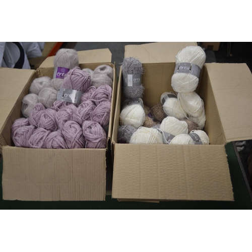 65 - 2x boxes of yarn. 28x Saphrite, 16x Pink & 37x mixed