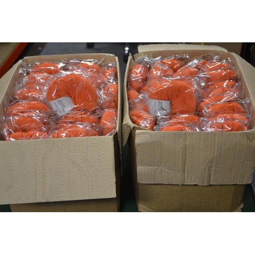 72 - 2x boxes of yarn. Both with 50x balls of double knit Orange.