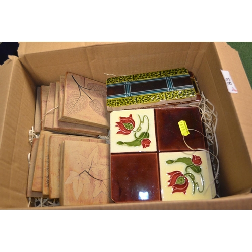 83 - Box of mixed vintage tiles, inc. Victorian and botanical impressed