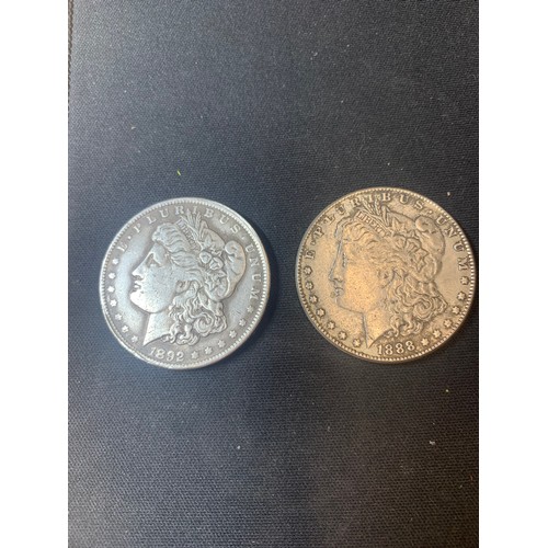 421A - 1892 dollar 26.2g & 1888 dollar 25.1g (repro?)