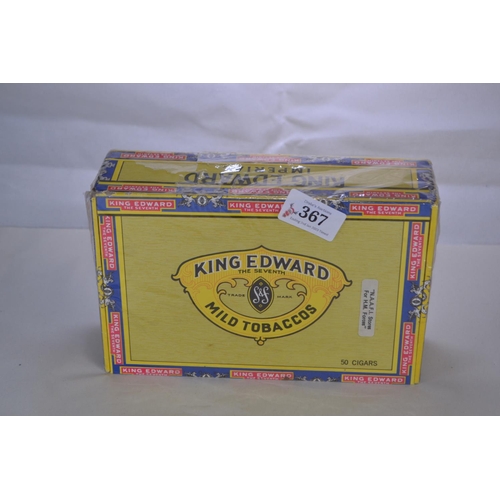 367 - Box of King Edward box of 50 cigars, unopened with cellophane (torn) & with label 