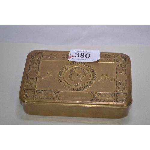 380 - WWI 1914 brass Christmas tin