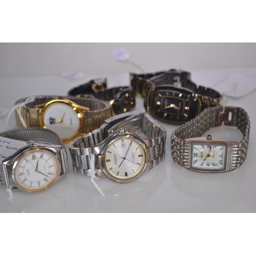 393 - Six assorted quartz watches, including two Breeze Collection, Citizen W.R. 10 bar with date aperture... 