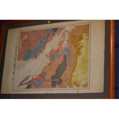 433 - Large coloured geological map of the Bristol Channel. 87cm x 120cm. Geological information published... 