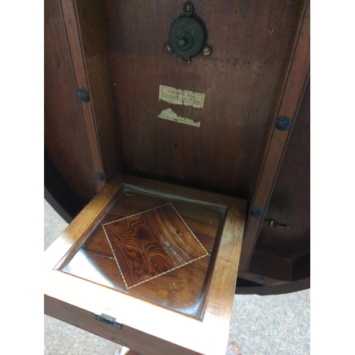 313 - Irish beautifully ornate circular table with turned centre support having inlay with 3 leaf clover d... 