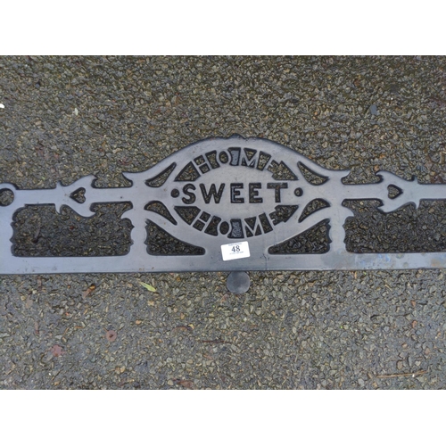 48 - Metal fire surround/trivet. 'Home Sweet Home'. W113cm