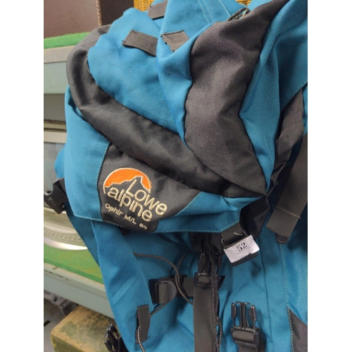 52 - 2x Lowe Alpine rucksacks.