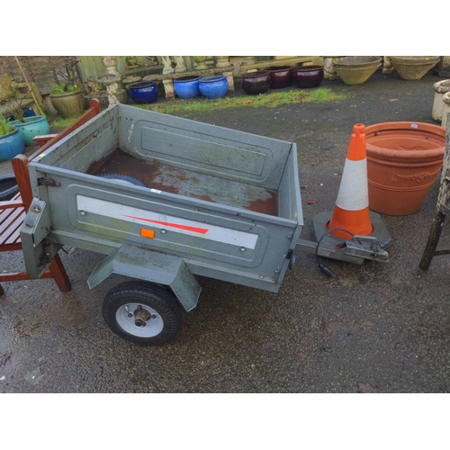 7 - Aluminium body single axle trailer, with spare wheel. Overall L170cm