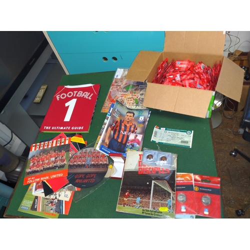 114 - Box of football related collectables, magazines, annuals etc.