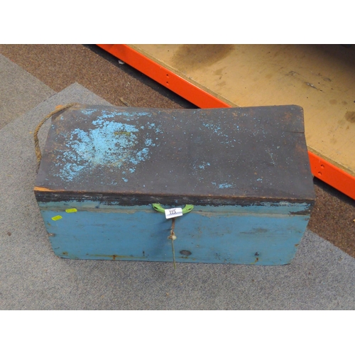 115 - Vintage wooden tool box. 62cm. With key.