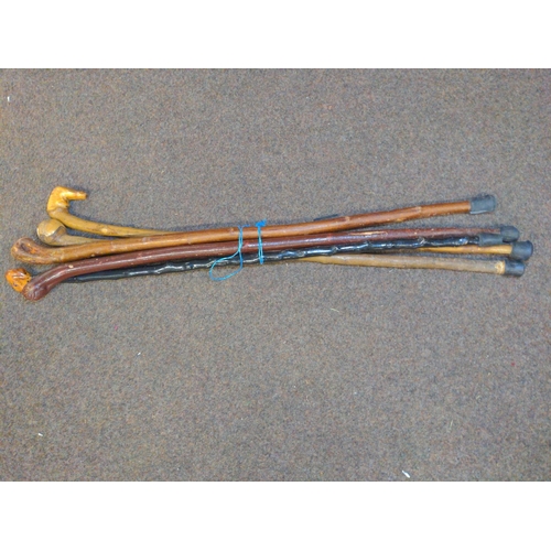 327 - Five walking sticks, one blackthorn & others