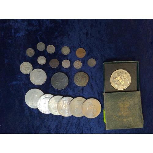 332 - Small quantity of mostly British coins, including some pre-1947 silver threepences, 1951 Festiv... 