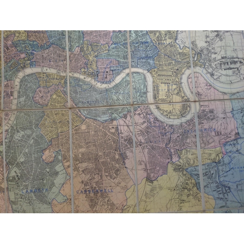 351 - Bacon’s ordnance map of London and Suburbs on cloth.