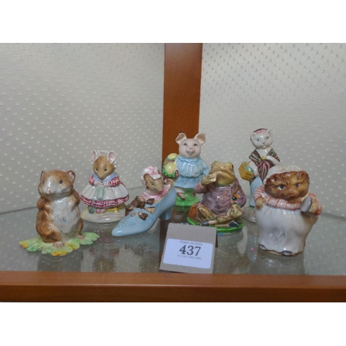 437 - Seven Beatrix Potter figures, Miss Tiggy Winkle 1948, Little Pig Robinson 1948, Timmy Willie 1949, T... 