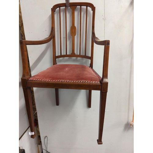 627 - Inlaid Edwardian armchair