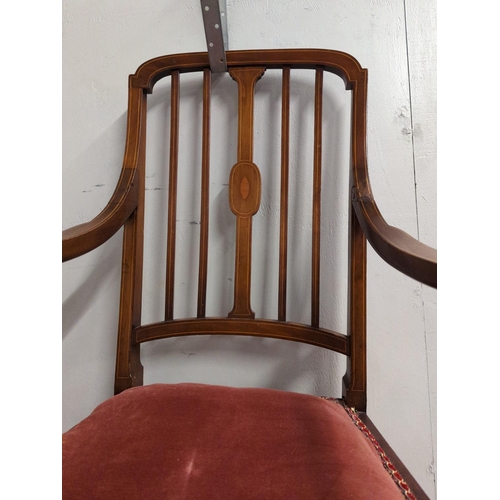 627 - Inlaid Edwardian armchair