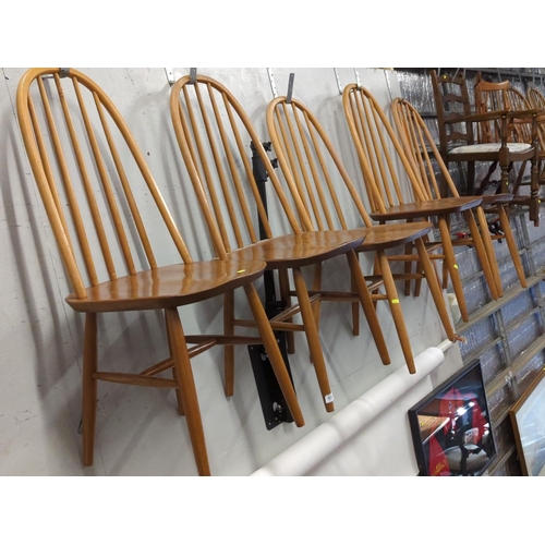 628 - Five Ercol style dining chairs