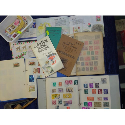 355 - British & world stamps including three albums, loose, & books, together with a meerschaum pi... 