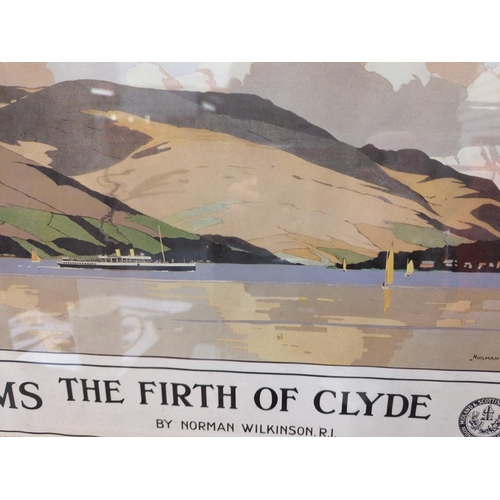 233 - The Firth of Clyde reproduction vintage railway print, framed 53 x 43cm