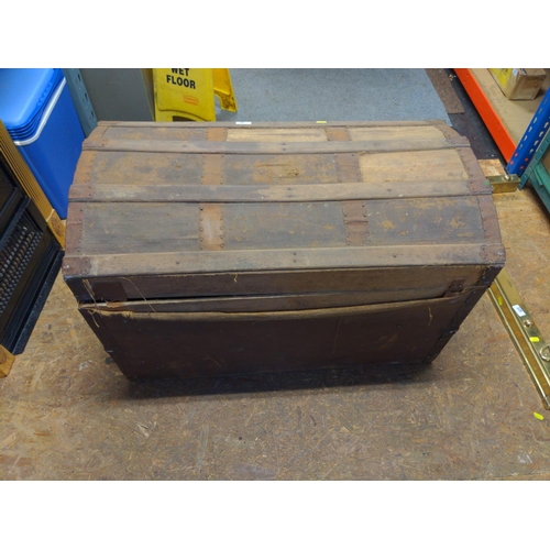 11 - Dome topped travel trunk. W87cm