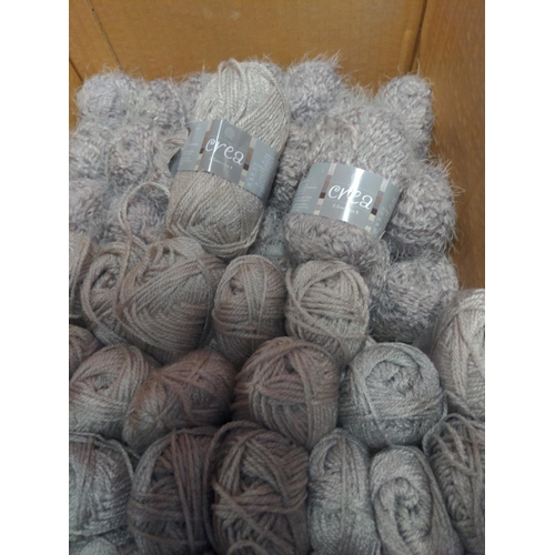 50 - Large box of mixed yarns, comprised of 43 harmony flint, 39 ariel smoke, 18 Basal grey. All 25g ball... 