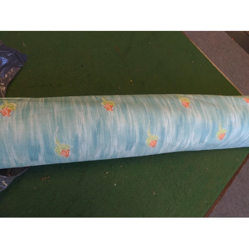 80 - Turquoise background material with rosebuds. W1.2m, length unknown.