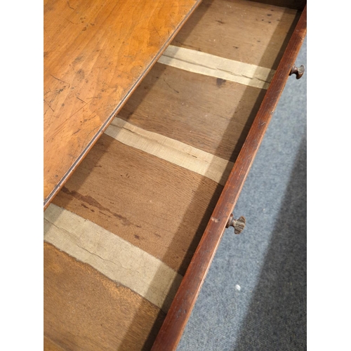 595 - Early C19th. single drawer mahogany side table. 87cm x 50cm x 68cm high.