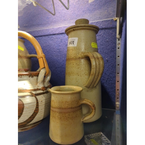 601 - Tony Gant stoneware jugs & 1 other studio pot.