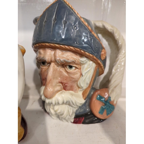 615 - 4 large Royal Doulton character jugs inc. 'Blacksmith' and 'Don Quixote'