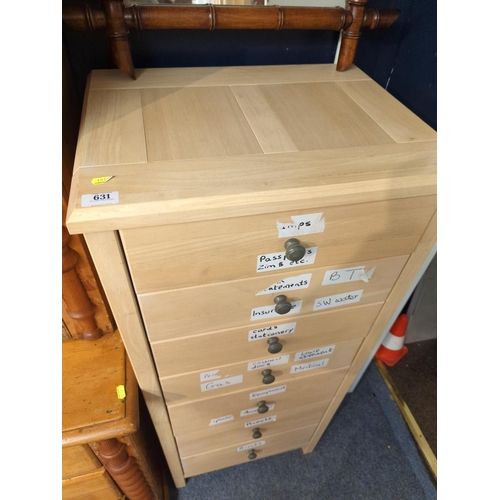 631 - 7 drawer wood effect tallboy w53cm d40cm h124cm