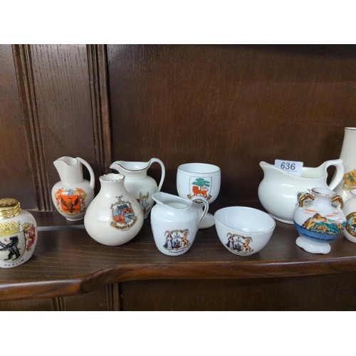 636 - Selection of crested ware items, inc. Goss