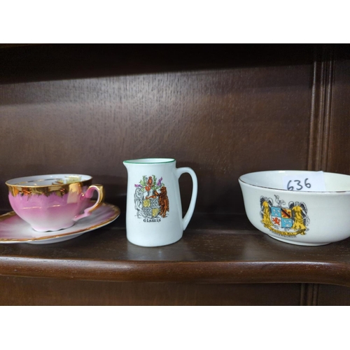 636 - Selection of crested ware items, inc. Goss