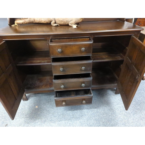 638 - Ercol Old Colonial open fronted dresser, with elm top in dark finish, model 282D W143cm D50cm H169cm