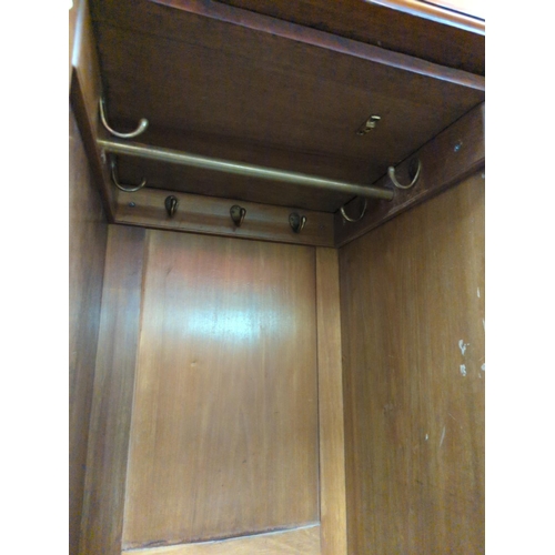 654 - Early C20 large compactum wardrobe, with 2 mirror fronted doors flanking central unit comprised of 2... 