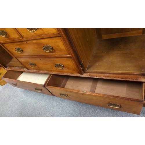 654 - Early C20 large compactum wardrobe, with 2 mirror fronted doors flanking central unit comprised of 2... 