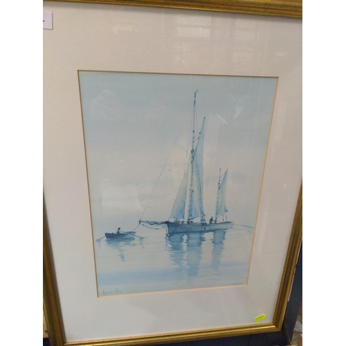 214 - Ray Figg, two Artists Proof prints of sailing boats, dated '96 and '97, mounted and framed 51 x 66cm... 