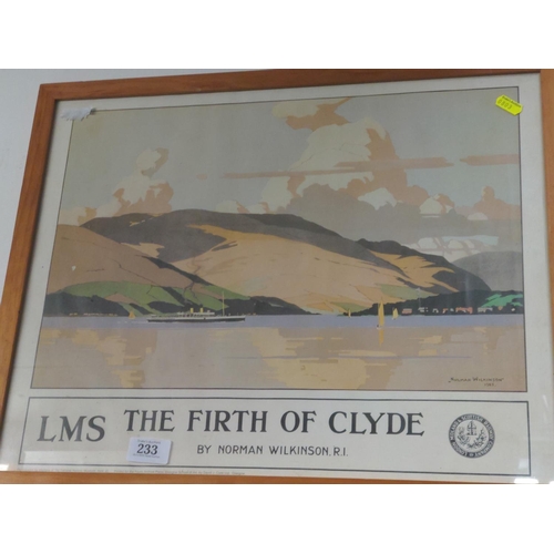 233 - The Firth of Clyde reproduction vintage railway print, framed 53 x 43cm