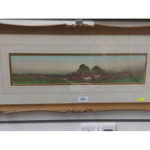 239 - S. E. Hall- Two watercolour / gouache artworks of Dartmoor. 75cm x 34cm including frame.