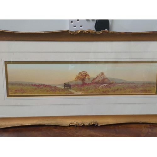 239 - S. E. Hall- Two watercolour / gouache artworks of Dartmoor. 75cm x 34cm including frame.