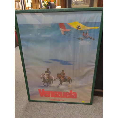 255 - Set of three framed Venezuala tourist board posters 63 x 84cm